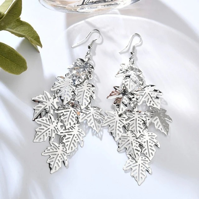 599041978271 Hollow multi-layer maple leaf earrings