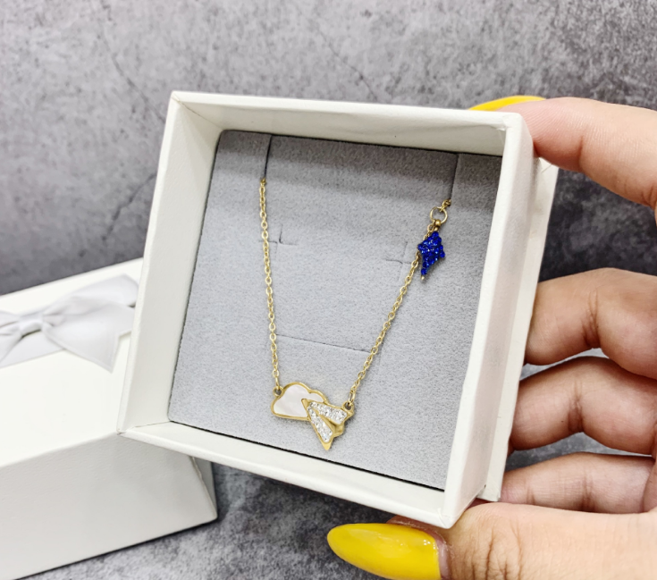 1682626995019 Paper airplane cloud titanium steel necklace