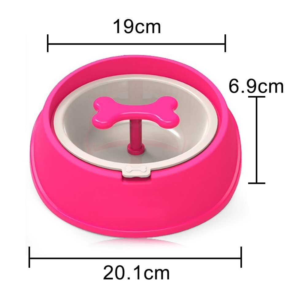 A slow eating training bowl is designed to prevent dogs from eating their food too quickly, which can lead to indigestion and other health problems. It features raised ridges or obstacles in the bowl to slow down the rate, up to 5 times, at which dogs can access their food, promoting slower, more deliberate eating and helping to reduce the risk of choking. These bowls are made of durable, non-toxic materials and come in vibrant colors.
