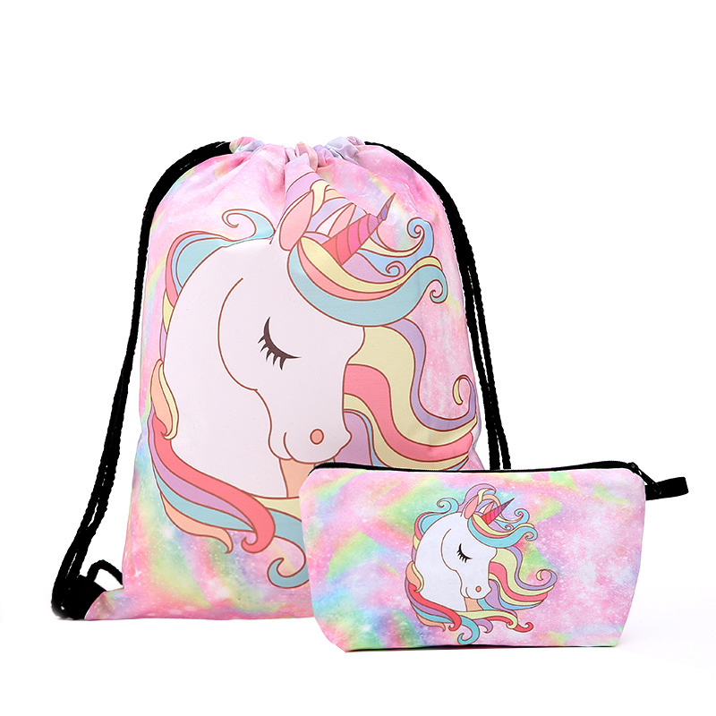 Unicorn 3D printed Gym Sport Bag with Accessories Bag