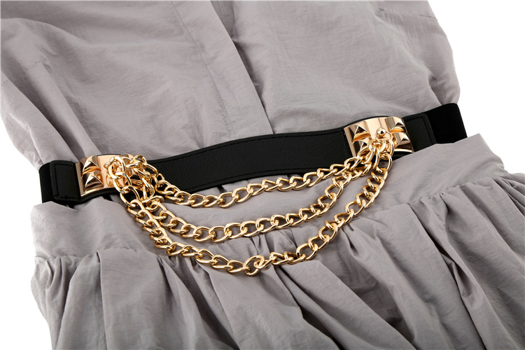 Women's Black Luxurious Elastic Belt for For Dresses