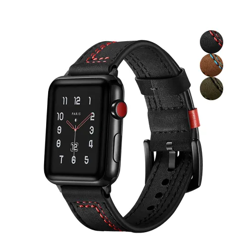 Compatible with Apple , Crazy Horse Leather Watch Strap