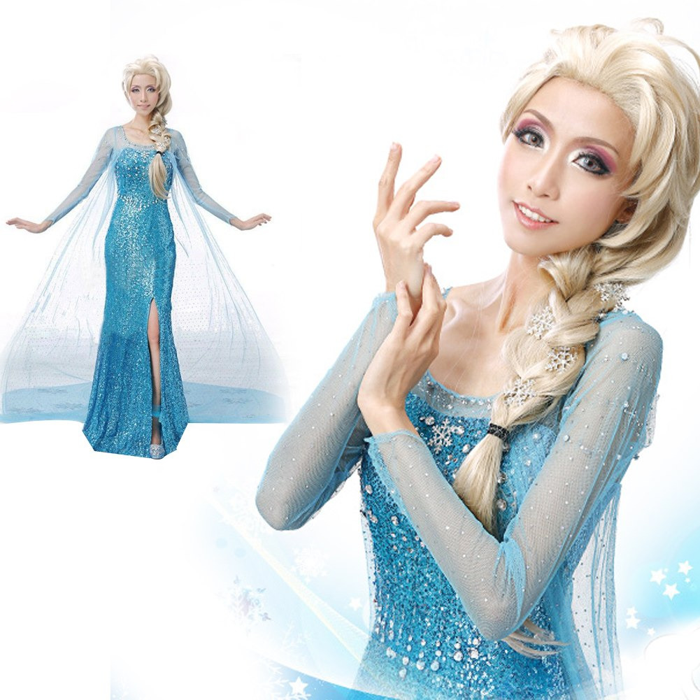 Elsa Queen Dress Costume Adult Women Cosplay Flowery Fancy ...