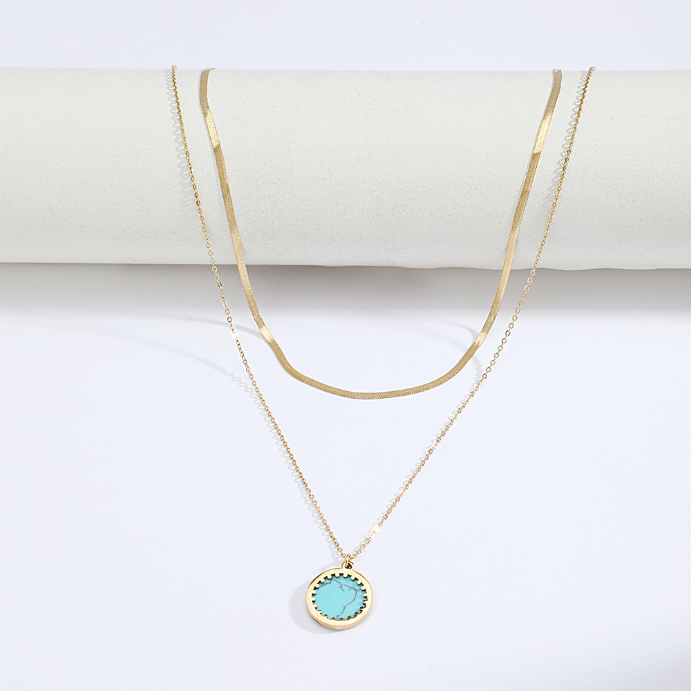 206b1549 9f30 4d67 8d6a a6f02af89aa3 Trendy Hip Hop Spliced Chain Double Layered Wearing Turquoise