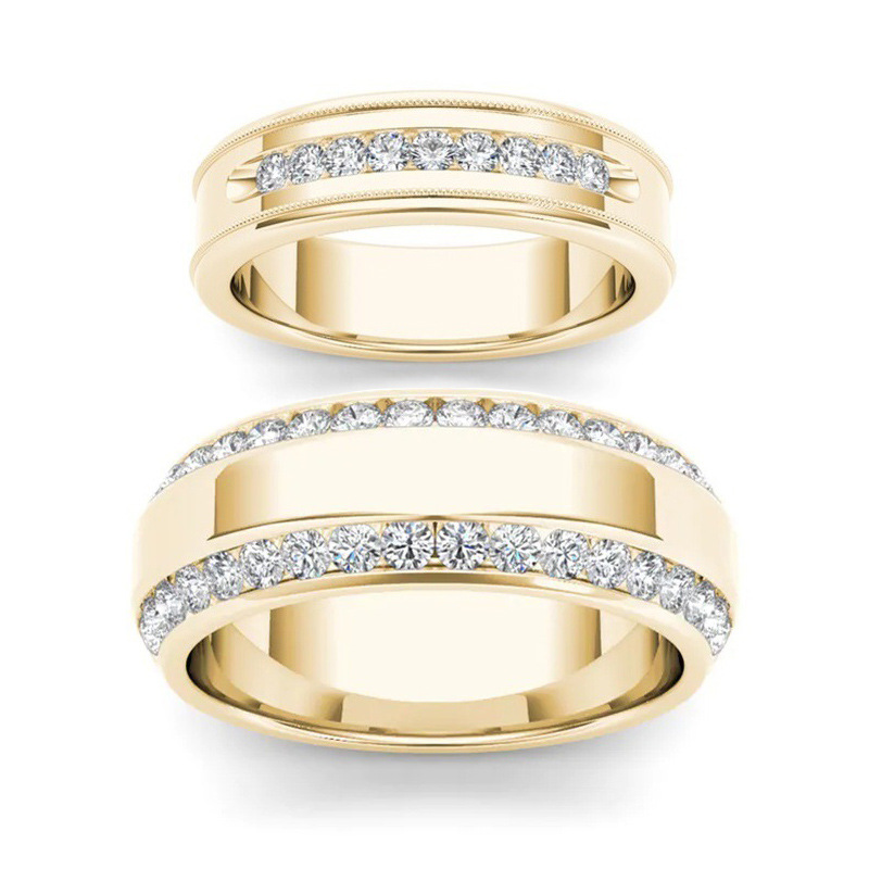 20b01ed6 c137 4c7a ad56 c7f678e41879 Gold Double Row Diamond Zirconia Ring For Men And Women