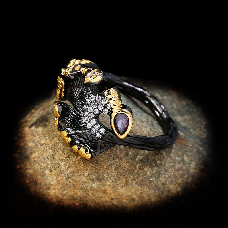 Ring Female Black Gold Purple Zircon 4 21a6b822 d9fa 4e5e b60a 172e372cd355 Ring Female Black Gold Purple Zircon