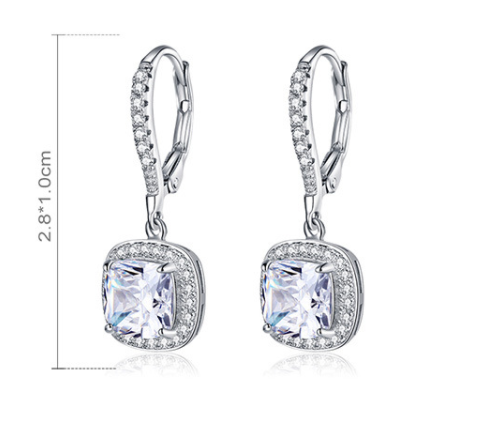 22af0950 2a15 473d 88aa 0279a2f30d62 Women's Fashionable Long Personalised White Gold Plated Sterling Silver Stud Earrings