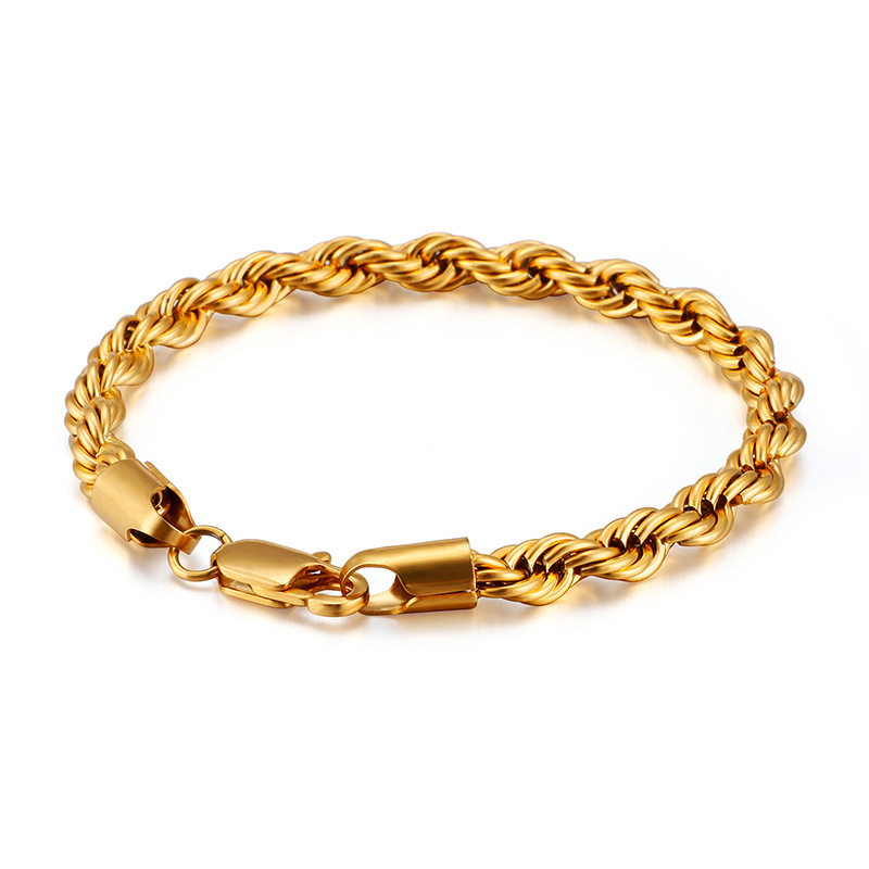 22e5e94e 1424 4134 82b7 bbf5305069b2 Gold Double Color Twist Chain Stainless Steel Bracelet For Men And Women
