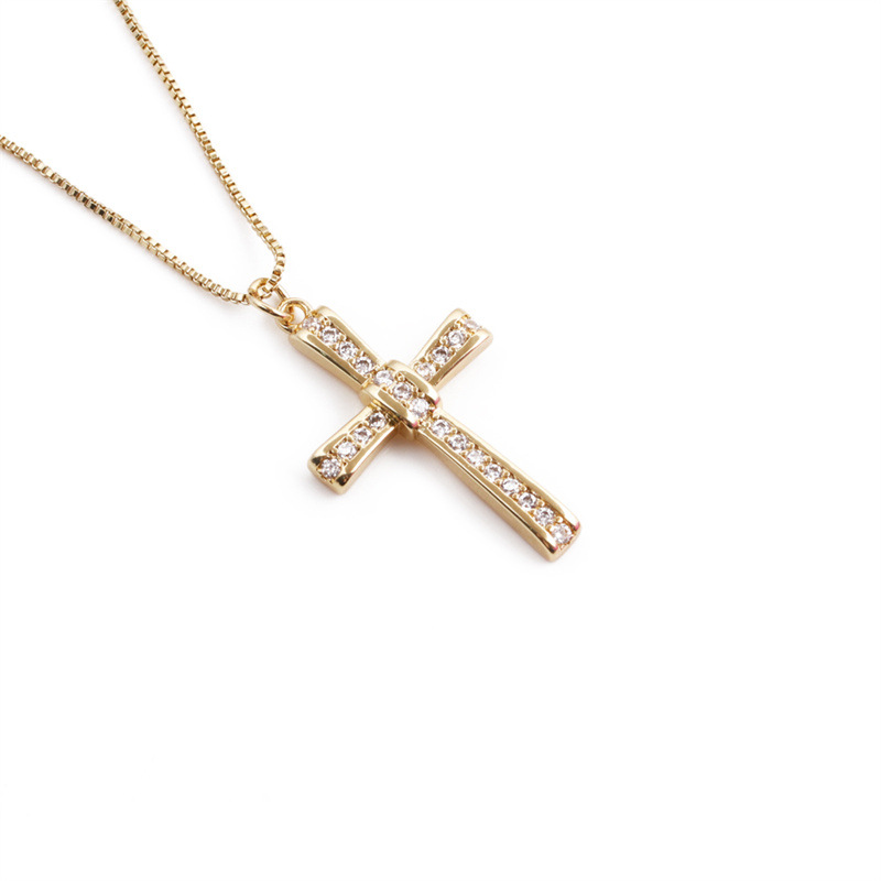 2310b095 1aab 4b56 8d69 7b530d66fc9a Lady 18K Gold-plated Copper With Zircon Cross Pendant Necklace