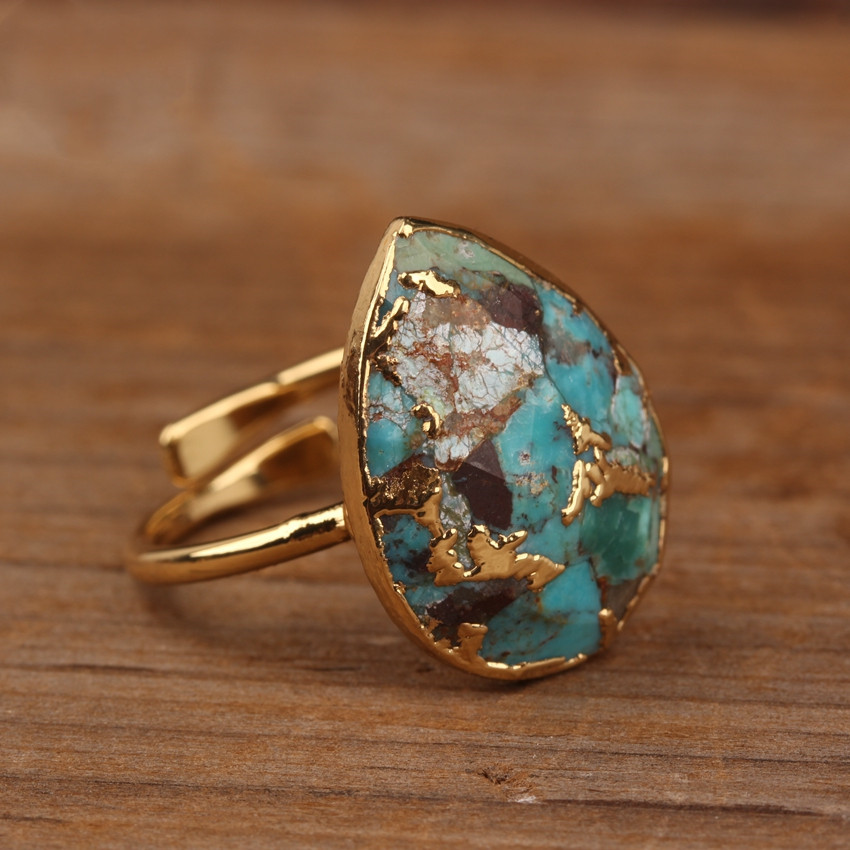 Natural Gold Thread Turquoise Drop Ring 6 23d688c8 8760 4a5c 89ce 93968c458f54 Natural Gold Thread Turquoise Drop Ring