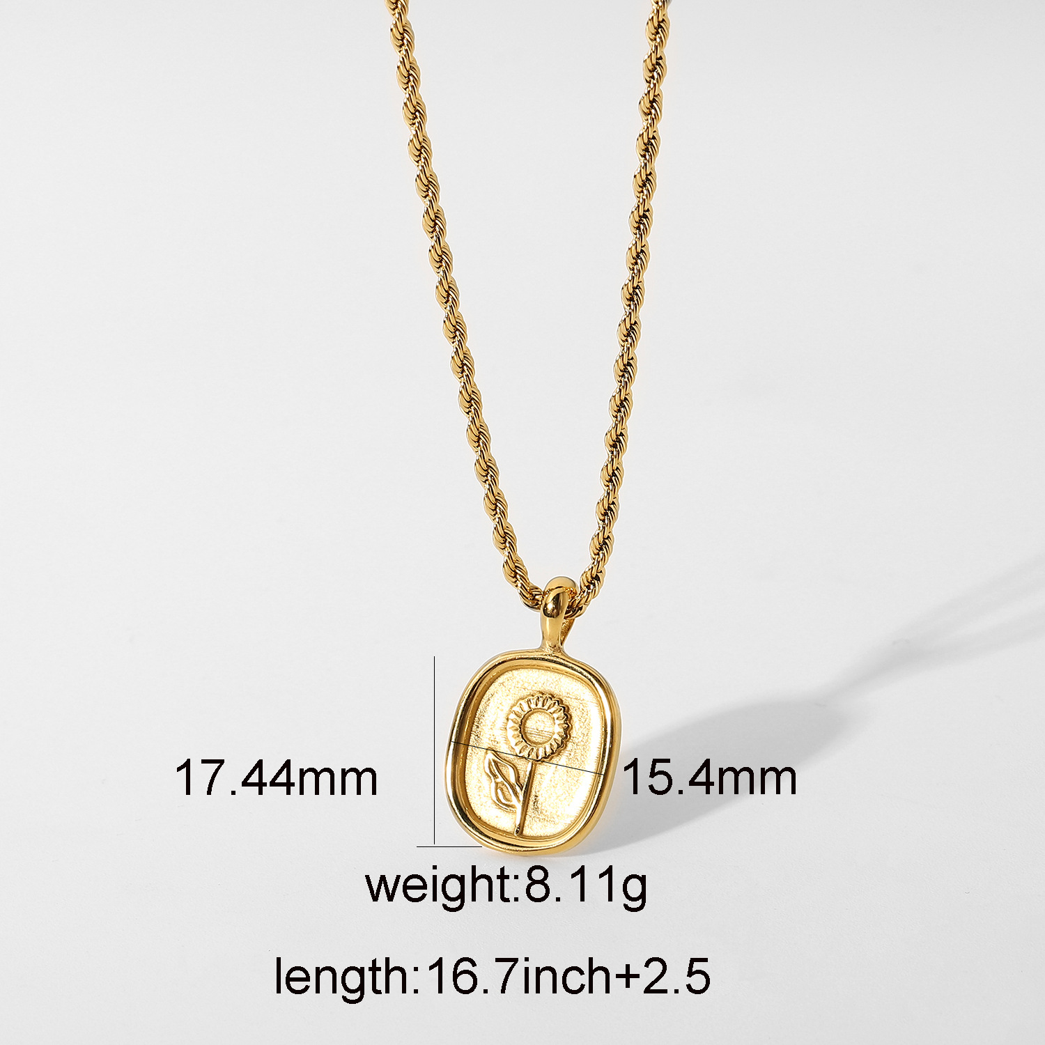 23e64fcd 2b67 498d a1c7 43b35c3c6fce 18K Gold Plated 316l Stainless Steel Oval Coin Rose Pendant Necklace