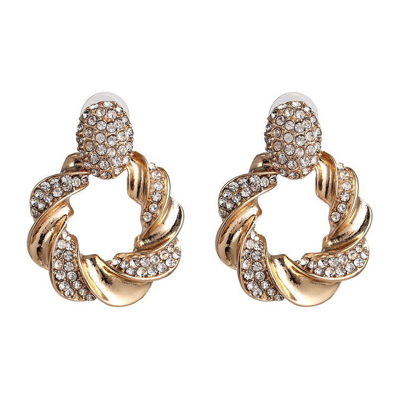 24670e72 21cd 470f a59d 25d603e92087 Personality Inlaid Earrings Irregular Metal