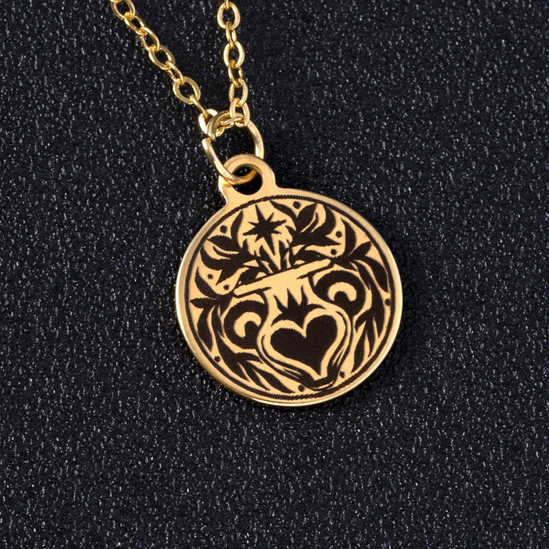 2685cd48 7f56 46de adb6 4b8c6bf8bfe0 Gold Round Constellations Zodiac Sign Stainless Steel Necklace
