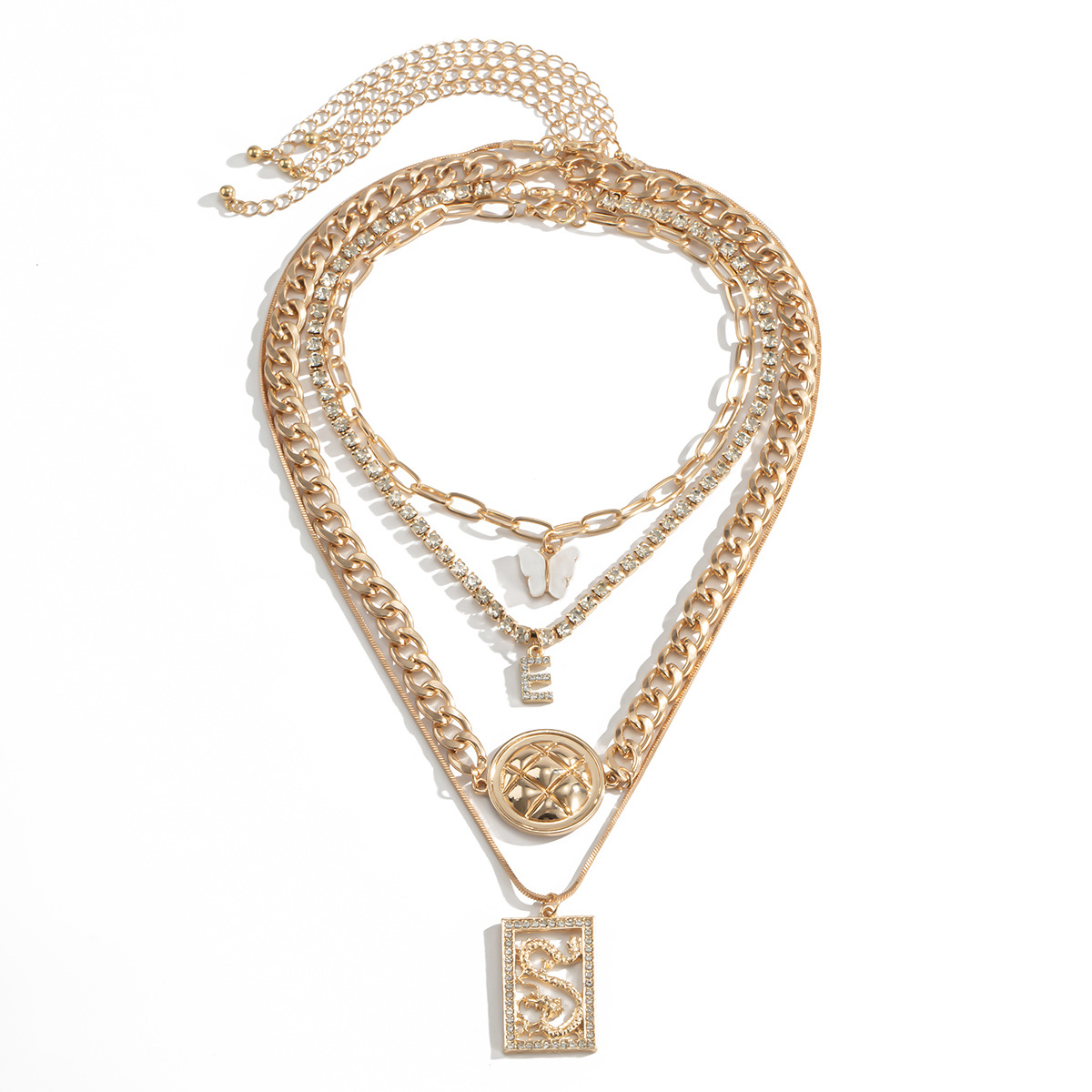 26ca00c8 2af3 450a b41d acbeea4118d3 Multi-element Suit Necklace Retro Fashion Butterfly Letters