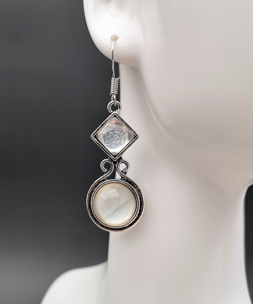 27d57df9 8212 4d42 b303 aea20a63833a European and American creative Thai silver moonstone long earrings ear hooks