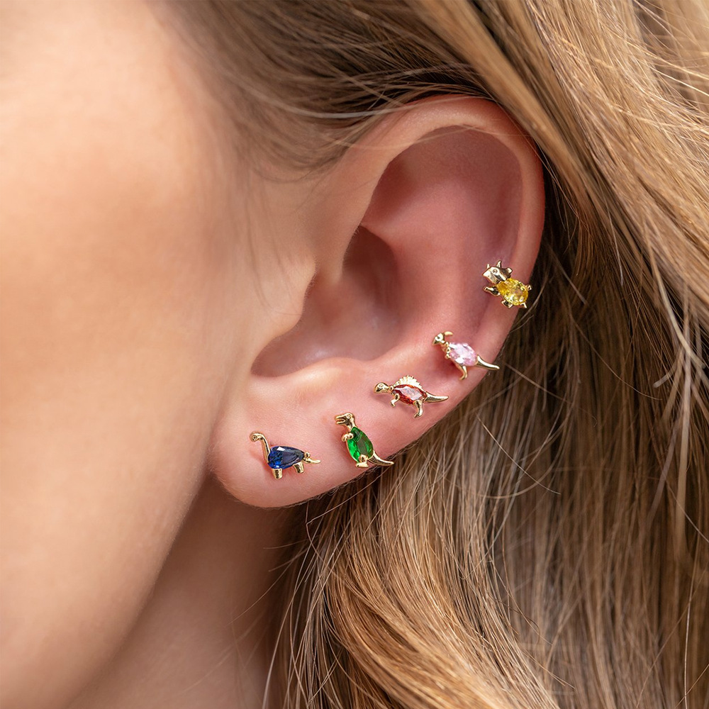 27ebb3e6 4dbd 4858 9748 87932c1b5845 Jewelry Real Gold Plated Colorful Zircon Cute Stud Earrings