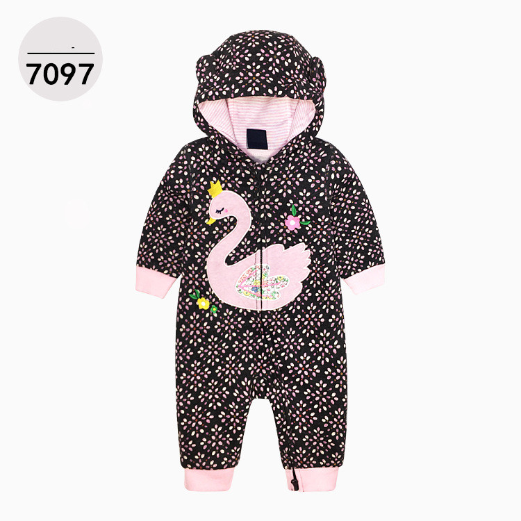 Printed Black Color One-piece Zipper Hooded Sweater For Children 