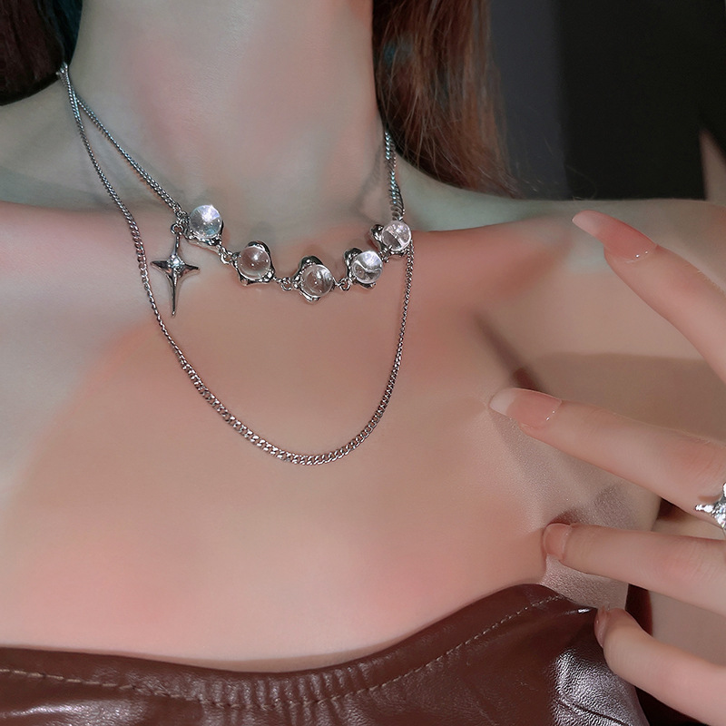 Transparent Bead Stitching Necklace Double-deck 1 282a95a1 cbe1 48c6 b8a9 637bc608f490 Transparent Bead Stitching Necklace Double-deck