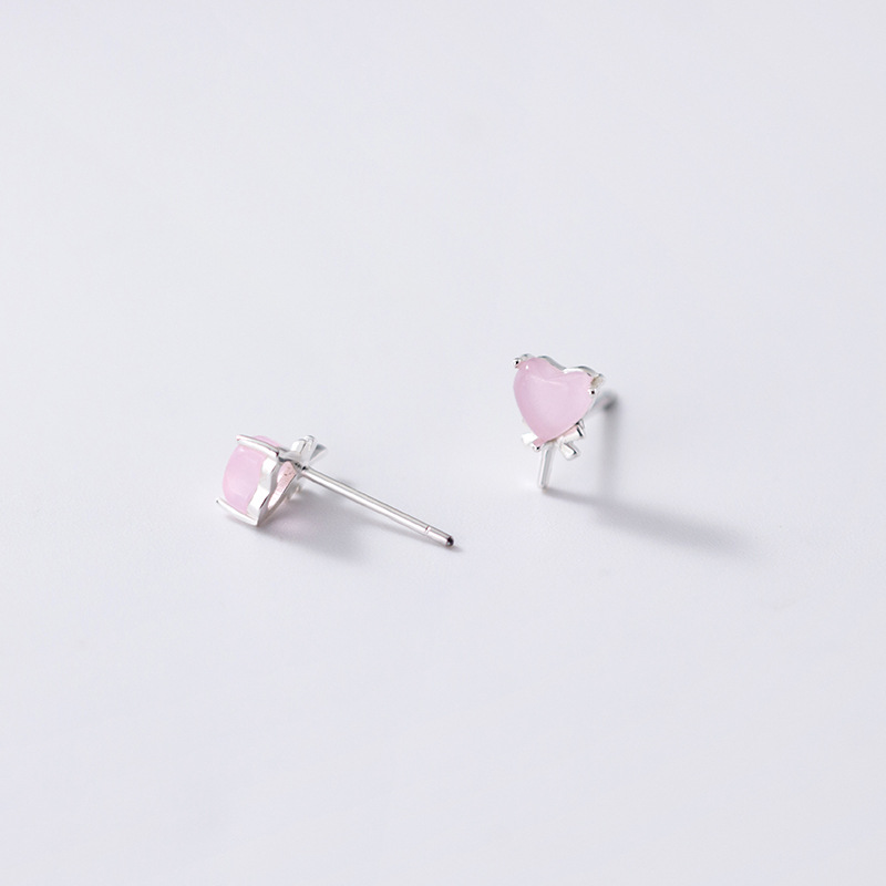 2883516f a0e6 4f1f b027 dc9ffb496bc3 Silver forest series small pink crystal love candy earrings