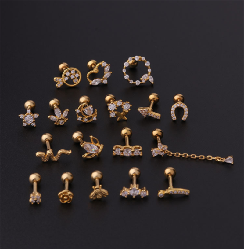 28d57374 9b7f 46a7 a5fd 0c465c824e1a Stainless Steel Stud Zircon Pierced Earrings