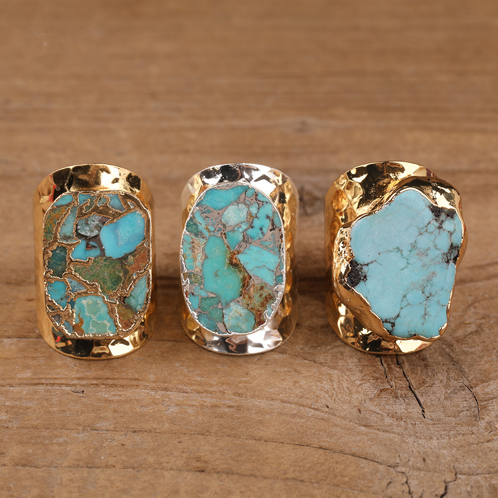 29f2c92d 38f9 4194 babe 4df6b5646264 Natural Gold Turquoise Stone Bead Ring