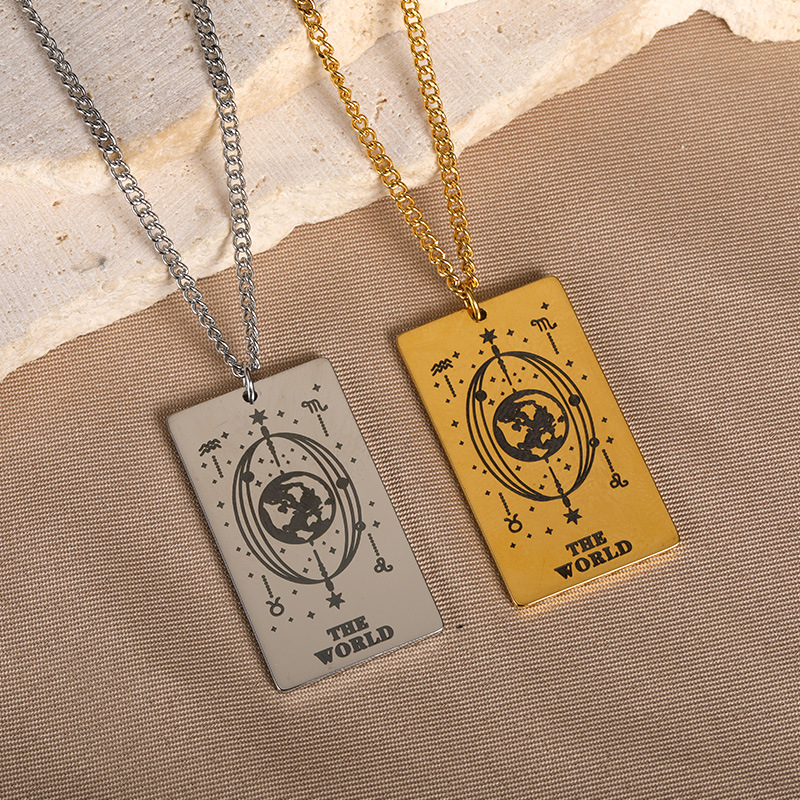 2a2ad2c3 d0b2 450f abed d1c6931cdbc3 18k Yellow Gold Stainless Steel Tarot Pattern Necklace