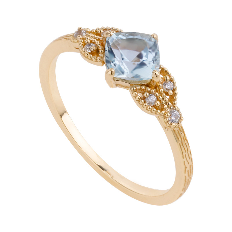 Title 2, Natural Square Sky Blue Topaz Ring Girl