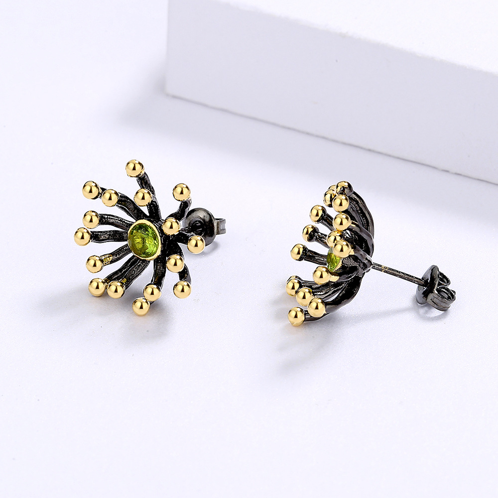 2adfd0da 4544 4b0b 8129 8678c9fcadc0 Women's Black Gold Two-tone Flower Heart Earrings