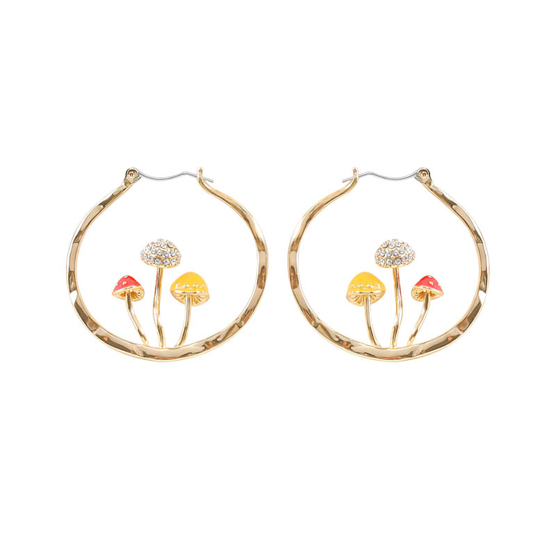 2b86f43b c861 4906 9209 3d2537ab99f1 Unique Earring for Women Cute Three Mushroom Shape Sweet Gold Color Drop Earrings New Design Trendy Ear Jewelry