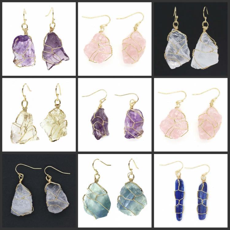 Natural Crystal Stone Gold-plated Amethyst Amorphous Wire Earrings 1 2b8be2db 3475 4ed1 ad01 b4d4f01444ed Natural Crystal Stone Gold-plated Amethyst Amorphous Wire Earrings