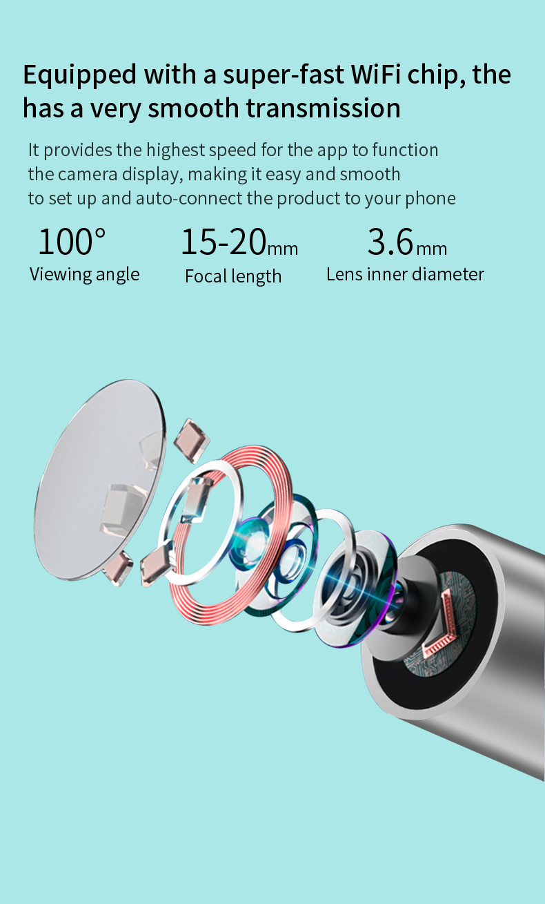 inalámbrico inteligente visual Limpiador de oídos cera de oído Herramienta  de borrado con cámara oreja para inteligente teléfono móvil, Mode de Mujer