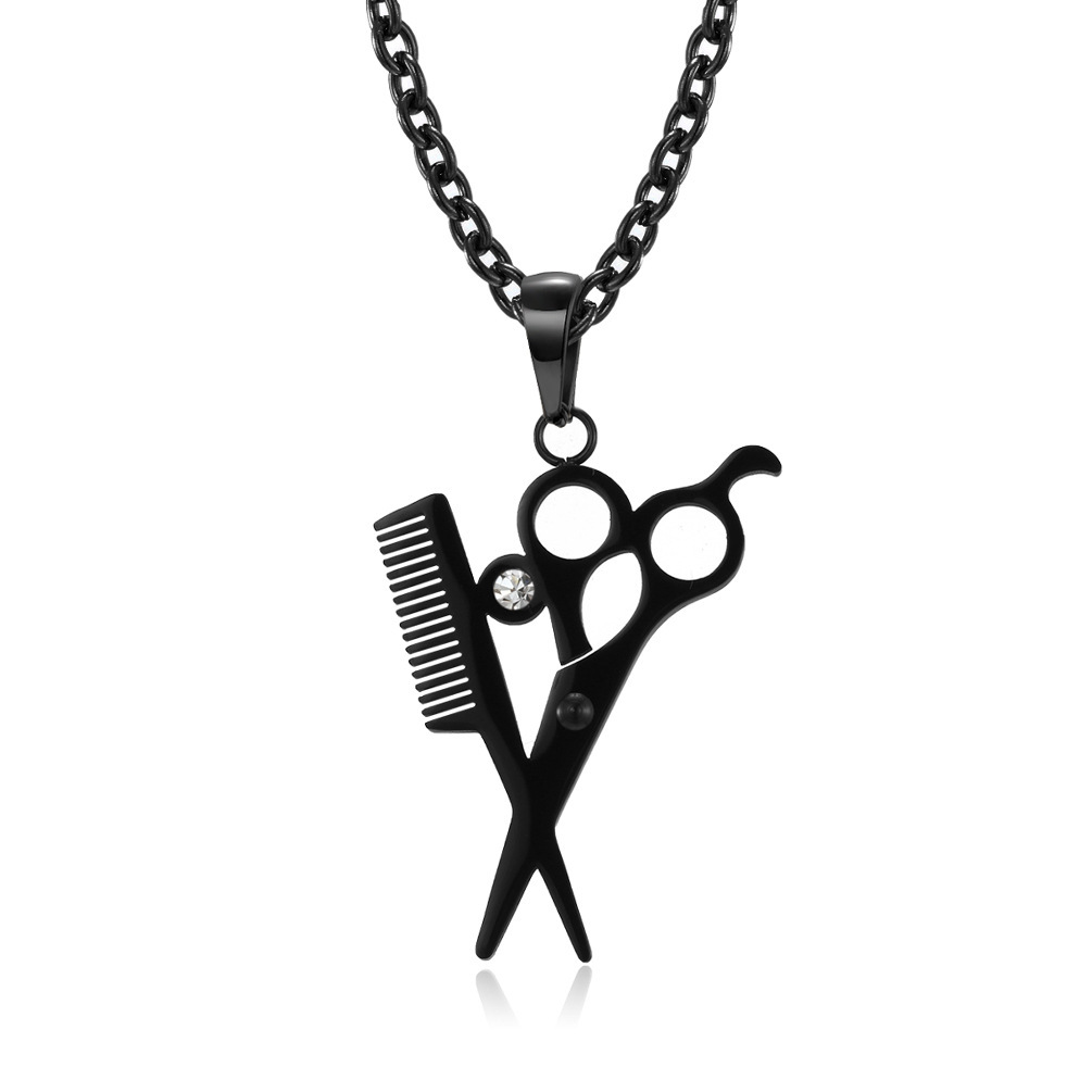 2be6de81 d2e1 4f0e a427 f73bf49201e7 Creative Simple Scissors Comb Pendant Necklace