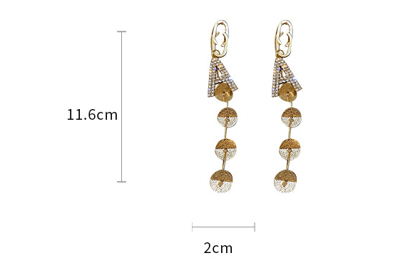2c3548b2 49d2 44ce a123 76f81891384b Silver Needle With Diamonds And Geometric Letters Tassel Earrings Long