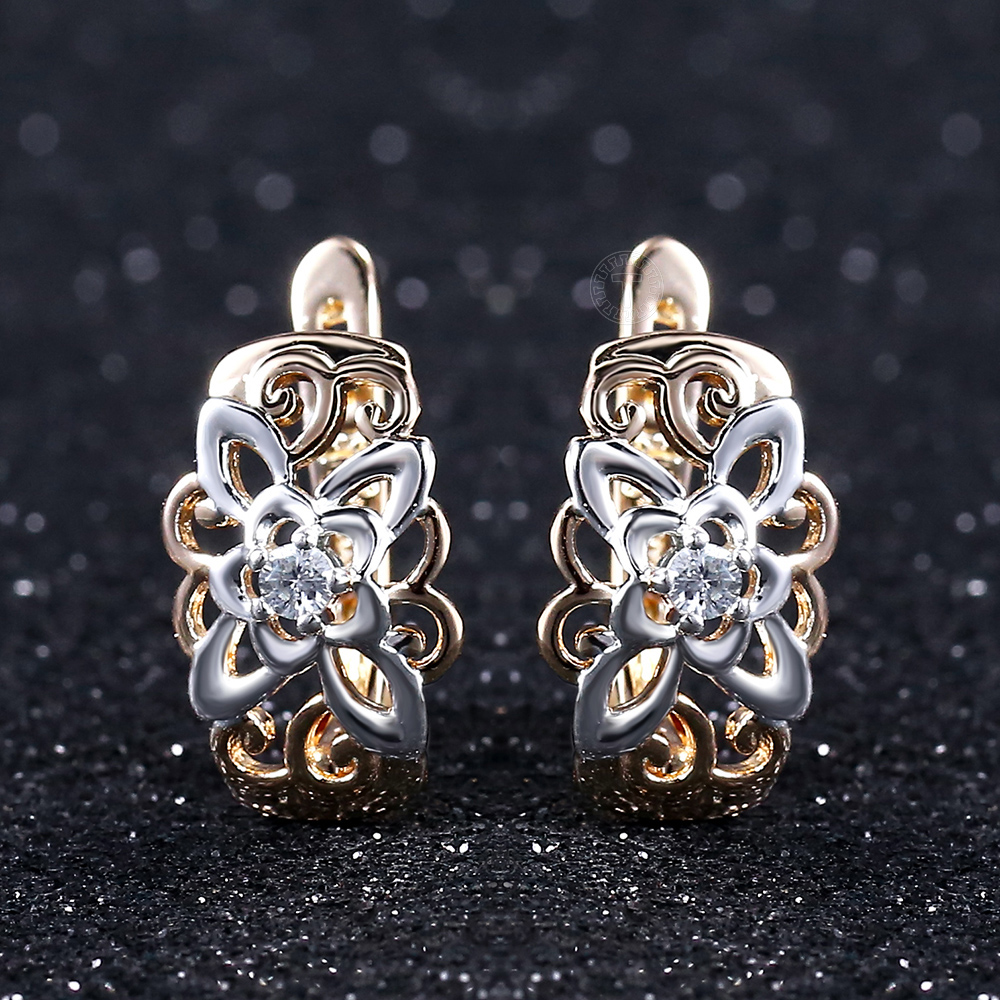 2d1347ec 515c 44b2 b019 6e6c5e3e368a Micro-set Zircon 585 Rose Gold Geometric Earrings