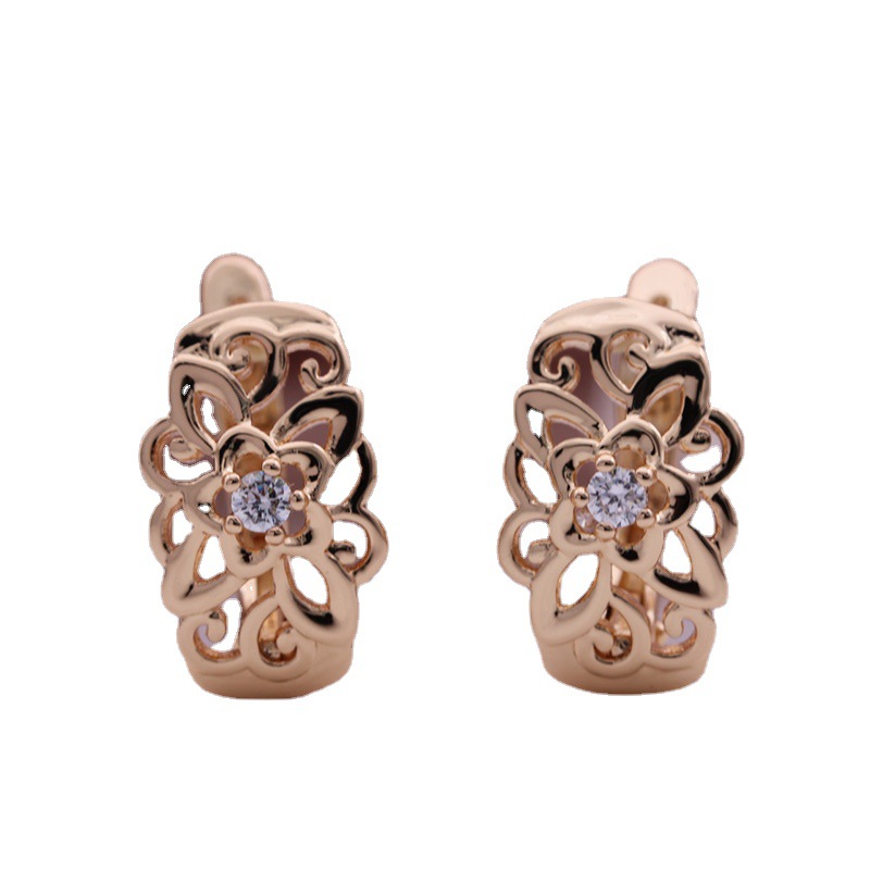 2d1490ee 92f0 4f7a 931c ca040e3c1212 Micro-set Zircon 585 Rose Gold Geometric Earrings