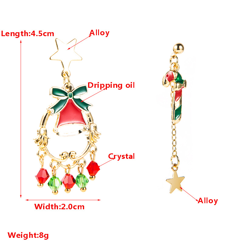 Christmas Series Alloy Dripping Christmas Cane Bells Tassel Earrings Women 2 2db306dd 1a80 4de1 953d bf357d4b8ee4 Christmas Series Alloy Dripping Christmas Cane Bells Tassel Earrings Women
