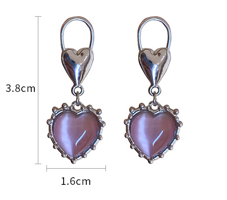 2e8d4cd2 793a 4287 8836 7e26d698e8f0 Silver Needle Opal Love Earrings Girlish Style Earrings