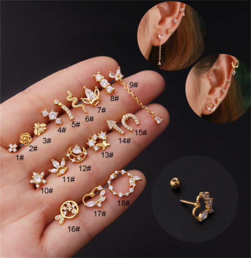 2ecff848 e4b4 4f4b ac71 c42ee55a5f96 Stainless Steel Stud Zircon Pierced Earrings