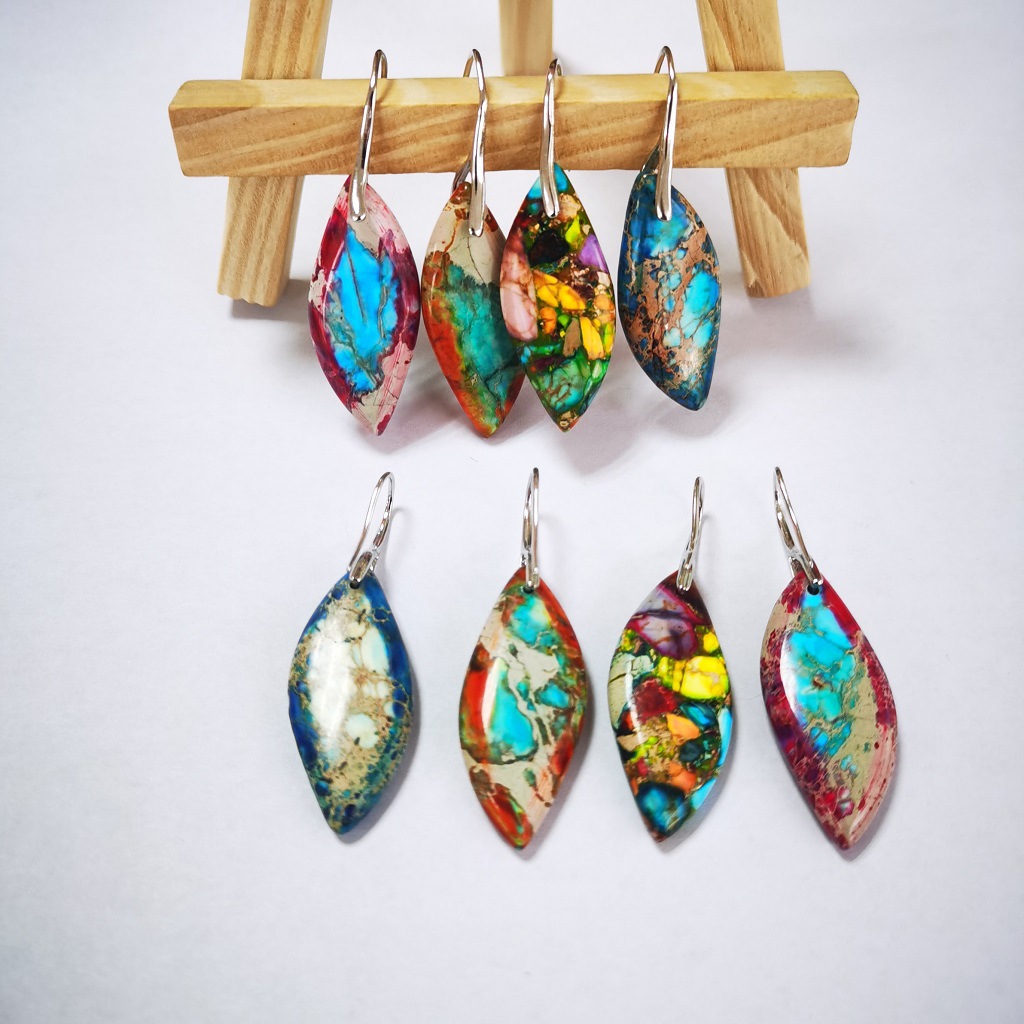 Colorful Emperor Stone Leaf Multicolor Irregular Earrings 5 300cf6f7 b3bf 4d48 96c1 175e231cea32 Colorful Emperor Stone Leaf Multicolor Irregular Earrings