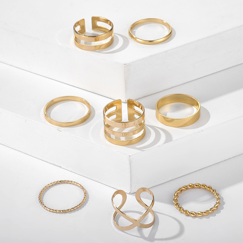 8-Piece Retro Metal Smooth Twist Cross Ring Set 4 302e7b58 daed 48d4 828d 5f258ea71cb7 8-Piece Retro Metal Smooth Twist Cross Ring Set