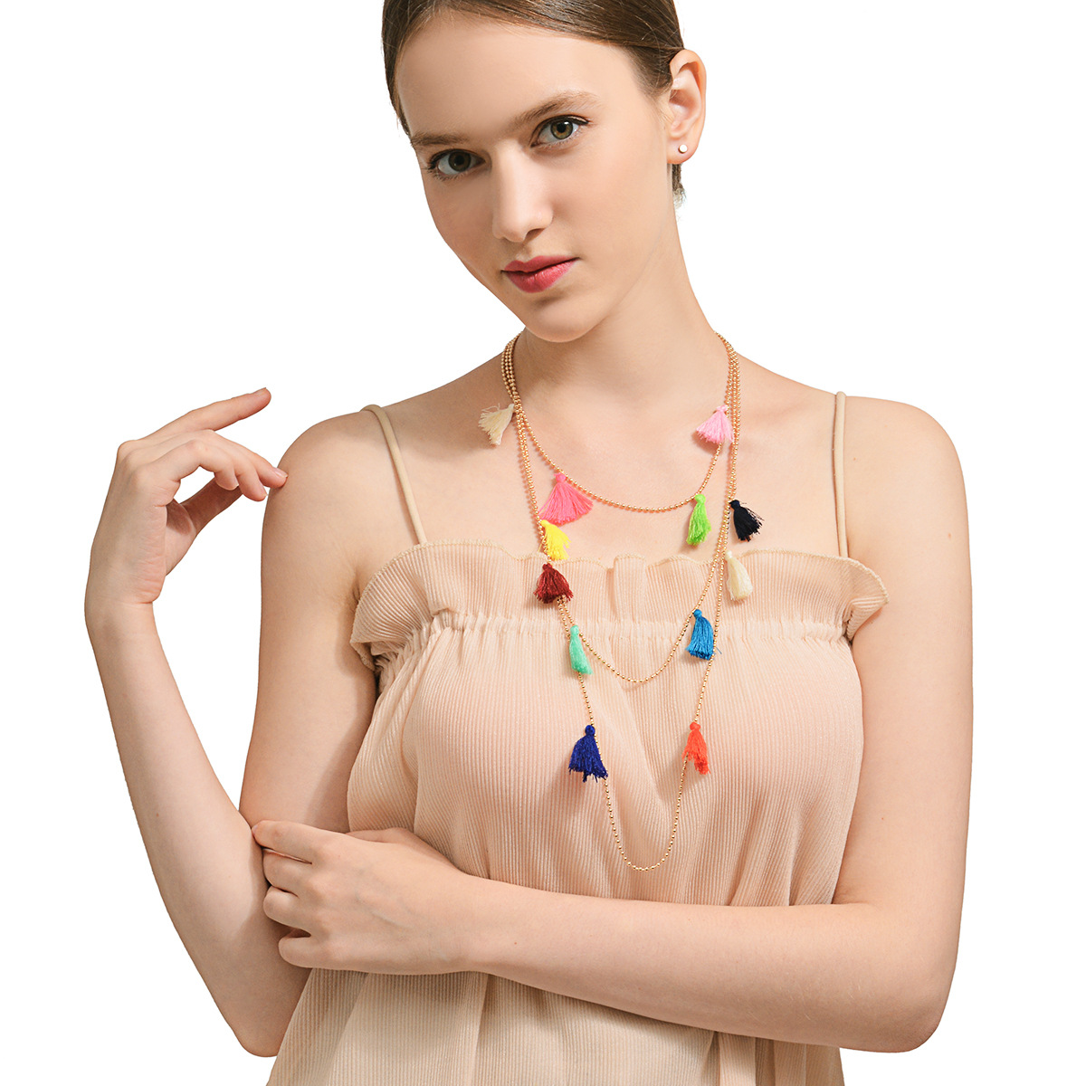 304a9c0a 321c 48bf 8f17 b649afdf6421 Colorful Tassel Chain Multilayer Pendant Necklace