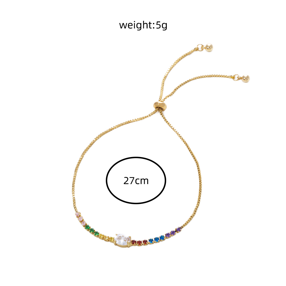 309c1ae7 280b 4df2 924d 187b8f6fa7d2 Copper Gold Plated Pendant Micro-Set Colorful Zircon Shrink Pulled Copper Bead Bracelet