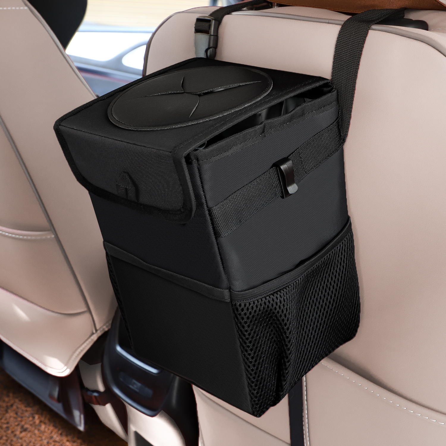 MOSFiATA Car Bin, 10L Car Rubbish Bin with Lid, Foldable and Waterproof  Liner, Portable Car Trash Can Oxford Cloth Side Pockets for Headrest or  Seats, Car Boot …