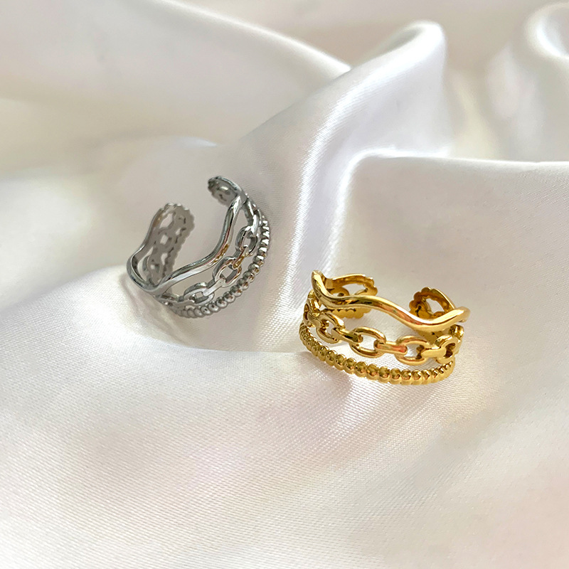 Niche Three-layer Wave Round Beads Stitching Hollow Titanium Steel 18K Gold Plated Simple Personality Ring 1 30c038f1 3a19 48fb 8c59 299f5d1b5c3e Niche Three-layer Wave Round Beads Stitching Hollow Titanium Steel 18K Gold Plated Simple Personality Ring