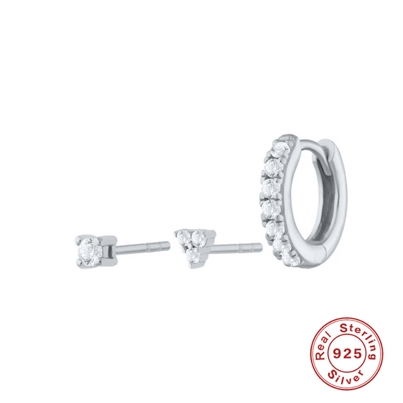 31cf9b25 13cc 4d9e 803e 9805215e25a2 Women's Sterling Silver Diamond Trinity Combination Earrings