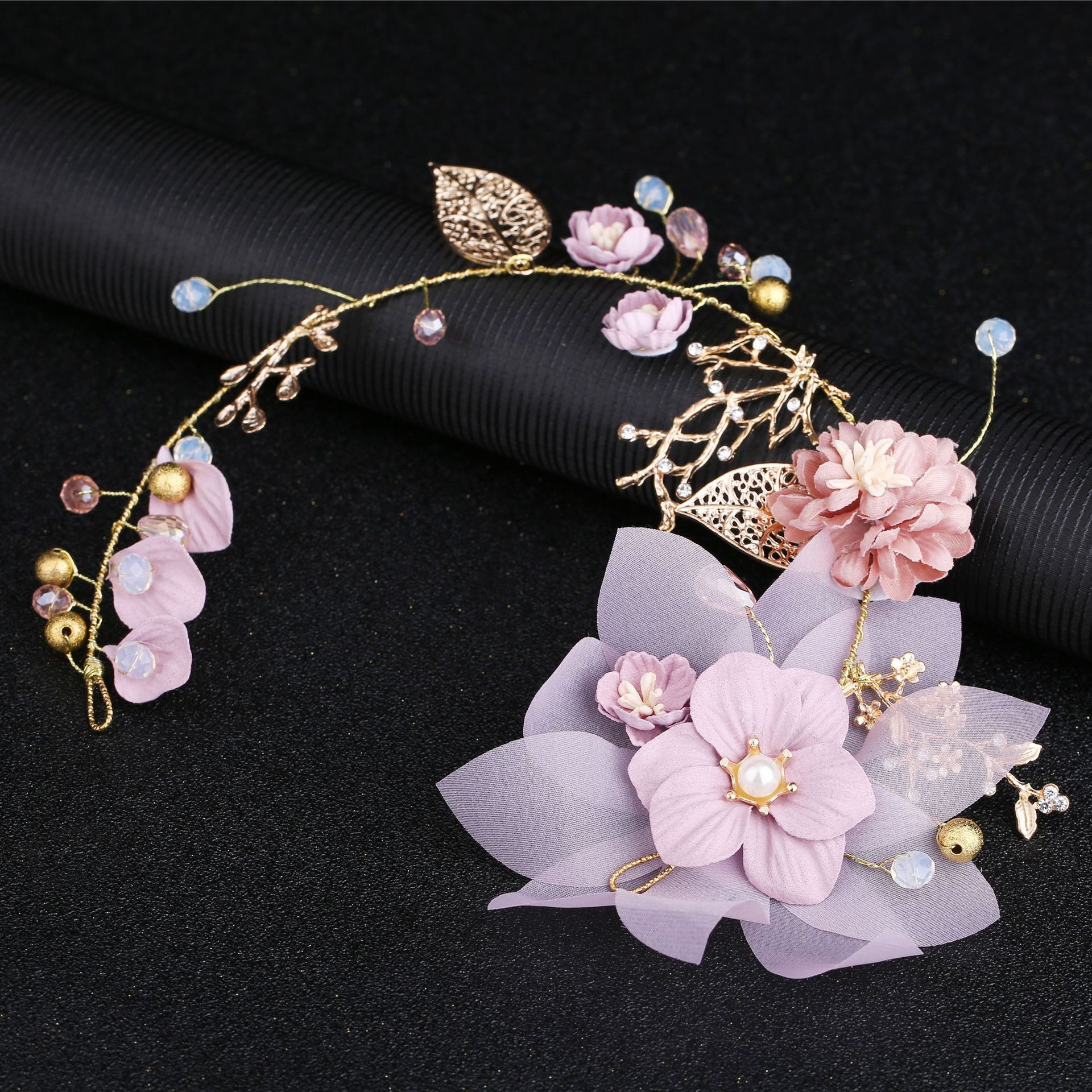 33314c9e ddd8 48db adfd 7e7d2722bece Handmade Head Gold Leaf Branch Flower Wedding Hair Accessories