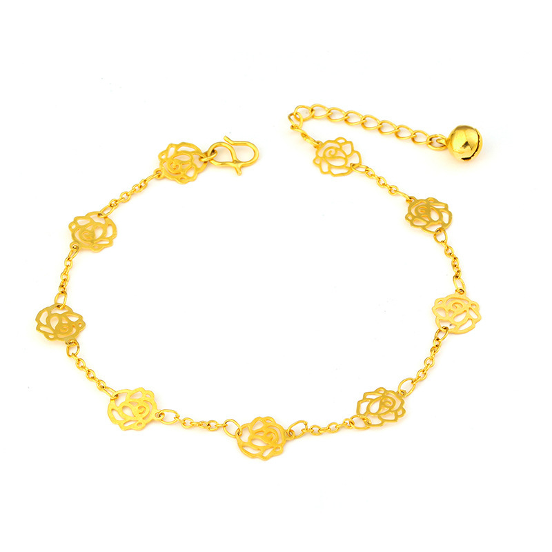 33743c85 6c94 4f91 8375 ebb6ff1754d9 Four Leaf Clover Vietnam Sand Gold Anklet