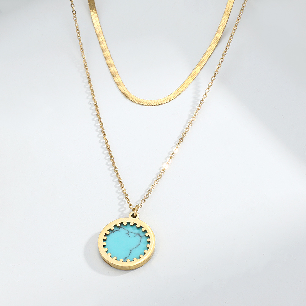 33fd652c f122 41f7 90ca d8f978e8a852 Trendy Hip Hop Spliced Chain Double Layered Wearing Turquoise