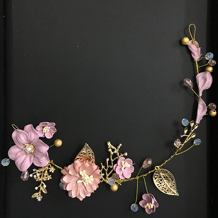 345035b2 a98e 44ca bbb4 1eeb92055d4a Handmade Head Gold Leaf Branch Flower Wedding Hair Accessories