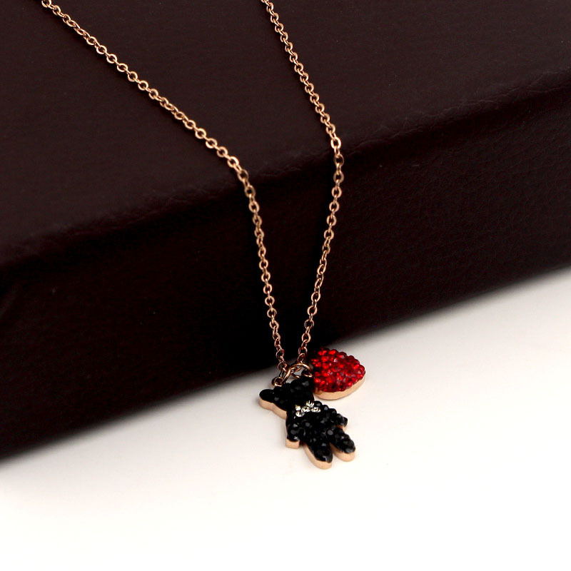 349c2337 9add 4841 b5d9 d46b00cd689c Cute Colorful Diamond Baby Bear Heart Shaped Clavicle Chain